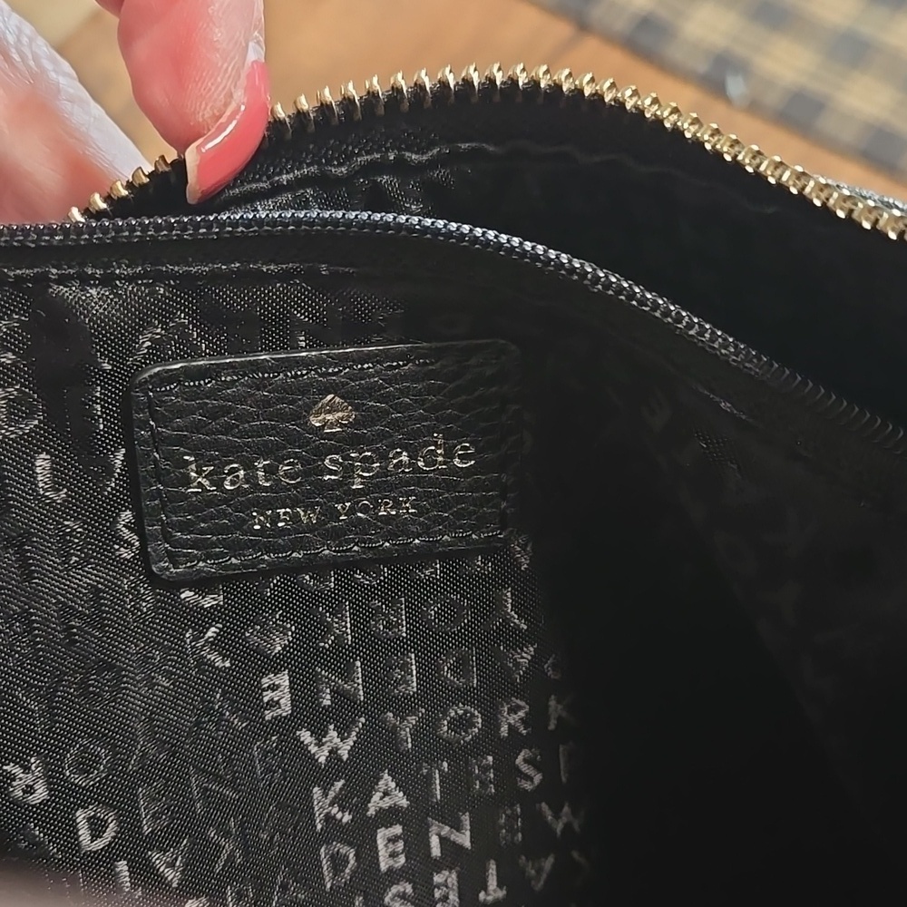 Kate Spade Black Leather Shoulder Bag Pebble Leather With Silver Tone Hardware - Picture 6 of 11